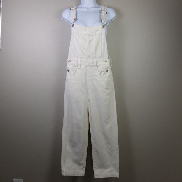 Madewell Women's Straight-Leg Overalls in Tile White Size Medium